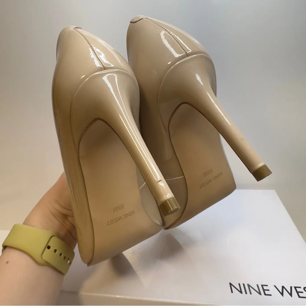 New! Nine West Nude Patent Leather Stiletto Heels | Size 5.5M - Picture 6 of 6